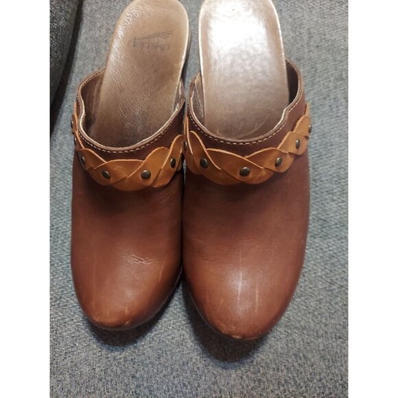 Dankso Rach Braided Clog Heels Size 39 Brown Leather 1800767800 Dress Clogs - Picture 10 of 11